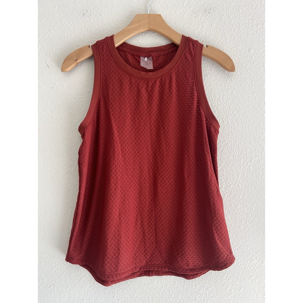 CALIA Rust Orange High Neck Renew Arches Mesh Athletic Workout Tank Top Womens S